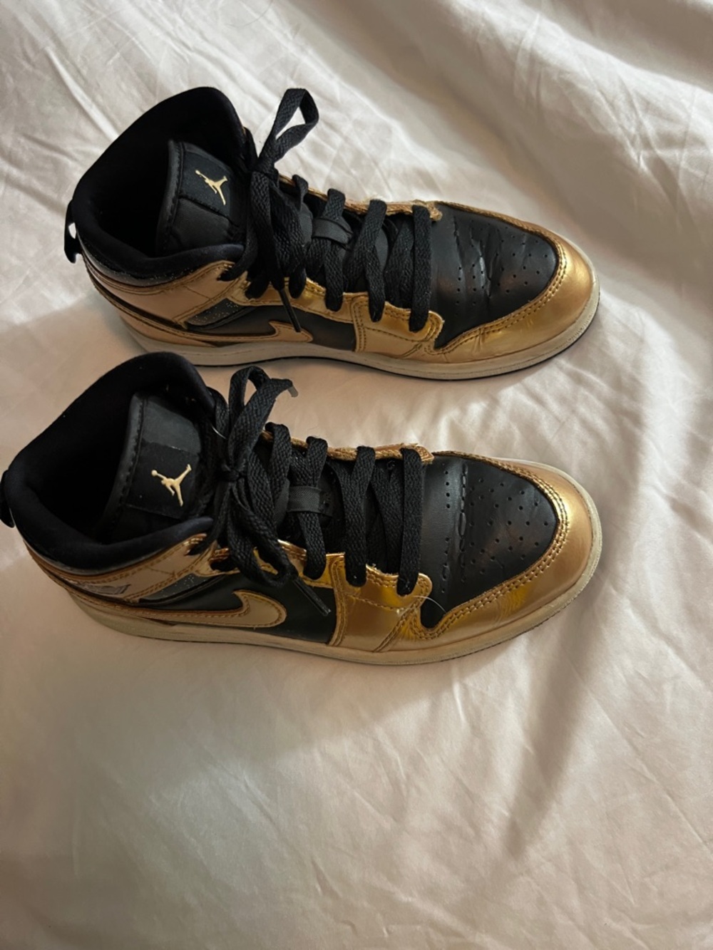 Nike Mid-Top Sneakers in Metallic Gold and Black - Picture 3 of 5